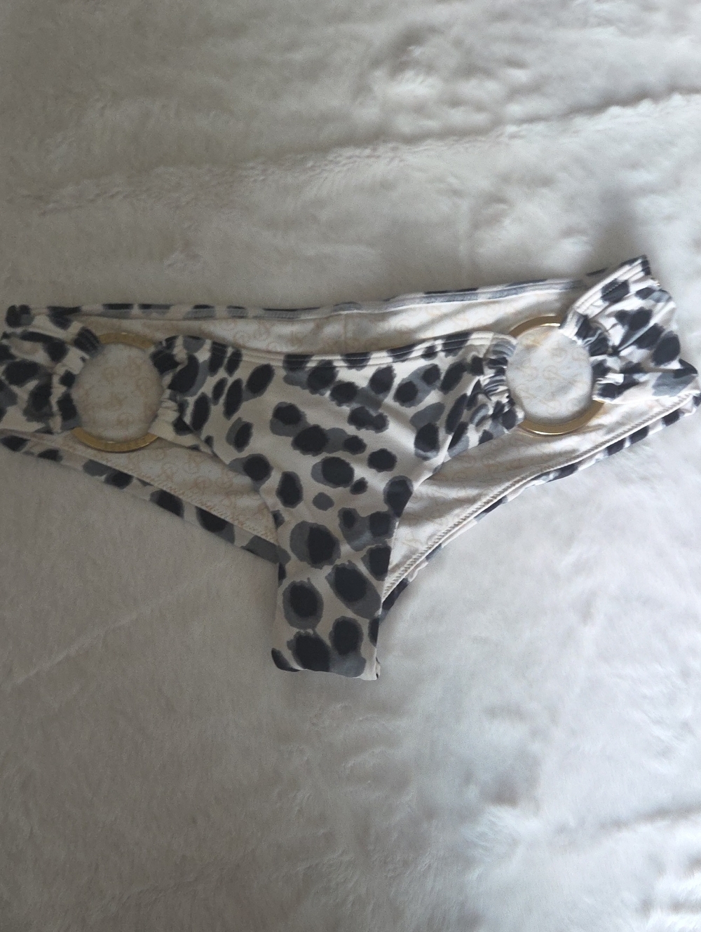 Animal Print Bikini Bottom with Gold Ring Accents